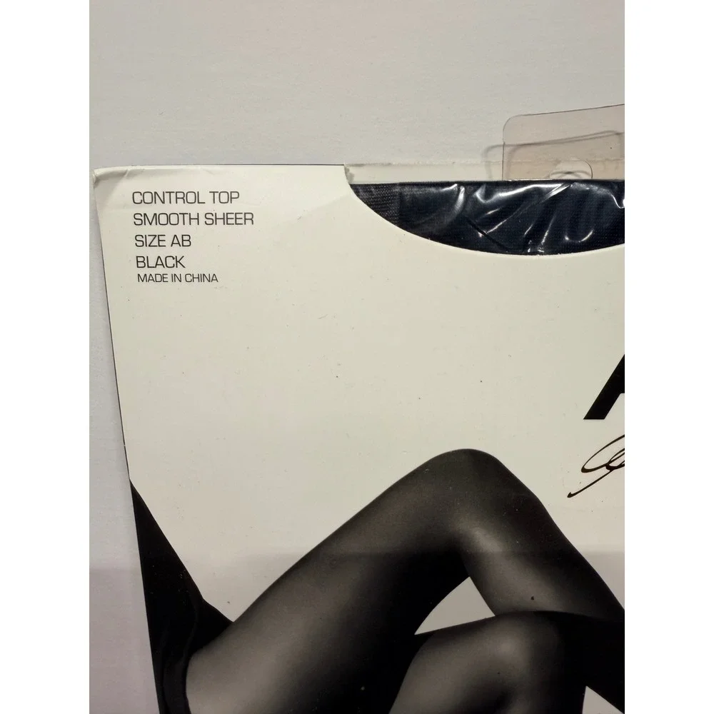 ABS‎ Allen Schwartz Perfect Sheer Control Top Pantyhose Black Sz AB AB4030AB-BK